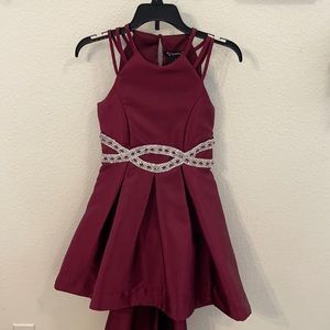 Girls hi-low maroon dress